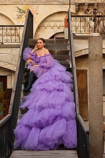 Cappadocia Purple Tulle Long Dress Rental
